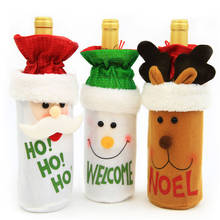 Natal garrafa de vinho decoração conjunto papai noel boneco de neve veados garrafa capa roupas cozinha decoração para o ano novo natal jantar festa 2024 - compre barato