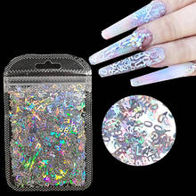 1 saco holo prata prego lantejoulas glitter arte do prego mista carta design forma flocos dicas gel manicure ouro 3d acessórios do prego 2024 - compre barato