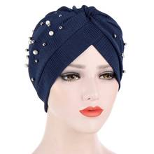 Touca turbante feminina, chapéu turbante islâmico hijab índia áfrica 2024 - compre barato