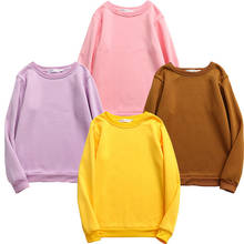 Moletom gigante feminino coreano, 19 cores, amarelo, gola redonda, manga comprida, pulôver, moletom feminino gótico, moletom feminino, moda de rua 2024 - compre barato