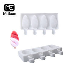 Meibum 4 Cavity Leaf Shape Ice Cream Silicone Mold Fruit Juice Dessert Popsicle Mould Child POP Frozen Cube Lolly Sucker Tray 2024 - buy cheap