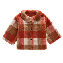 Пальто для маленьких девочек; теплые осенне-зимние топы с длинными рукавами; модная теплая верхняя одежда из овечьей шерсти для девочек; плюшевое пальто для девочек 2024 - купить недорого