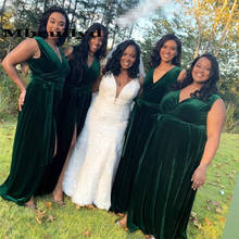 Elegant Dark Green African Bridesmaid Dresses Long 2023 Luxury Velvet Dress for Wedding Party High Split Kenya Vestido madrinha 2024 - buy cheap