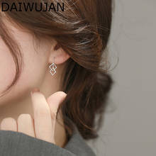 DAIWUJAN INS 925 Sterling Silver Drop Earrings For Women Simple Square Geometric Chain Pendant Earrings Party Fashion Jewelry 2024 - buy cheap
