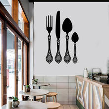 Spoon knife and fork Wall Decal Kitchen Utensils Ornaments Awesome Vinyl Wall Sticker for Kitchen and Restaurants Decor C435 2024 - buy cheap