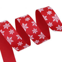 Cinta de grogrén estampada roja, 5 metros/lote, 1 "(25mm), copos de nieve blancos, cintas de regalo de Navidad 2024 - compra barato