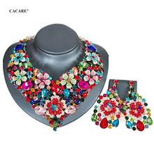 CACARE Luxury Jewelry Sets Women Party 2020 CHEAP Big Dubai Jewelry Set Gold Colorful Drop Earrings Necklace Set F1067 Statement 2024 - buy cheap