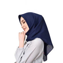 Мусульманский хлопковый хиджаб квадратный шарф для женщин исламский однотонный шарф-Хиджаб Женский головной платок палантин Женская шаль арабский 2024 - купить недорого
