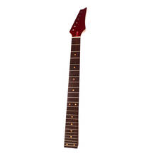 Cuello de guitarra eléctrica sin terminar, piezas de guitarra con incrustaciones de 27,40 pulgadas, cabeza roja 2024 - compra barato