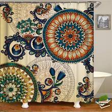 Cortina de ducha de decoración étnica marroquí, con patrón bohemio, Floral y plumas de pavo real, tela colgante para baño con ganchos 2024 - compra barato