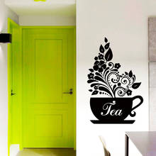Creative Design Kitchen Art Tea Cup Leaf Flower Vinyl Wall Sticker Studio Home Decor Interior Cafe Decals Window Murals 3675 2024 - buy cheap