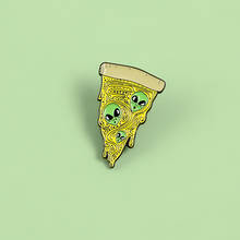 Broche de combinação de queijo, pizza e alienígena com emblema punk, joias de crachá para homens e meninos 2024 - compre barato