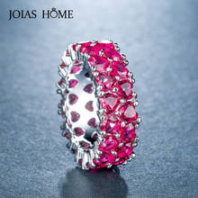 JoiasHome модное кольцо из стерлингового серебра 925 пробы, корейский красный драгоценный камень, кольцо в форме сердца, женский классический подарок для вечеринки, оптовая продажа 2024 - купить недорого