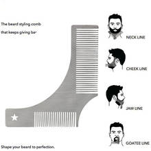 Ferramenta modeladora de barba para homens, ferramenta modeladora de aço inoxidável, guia de modelo para barbear ou estêncil com pente de tamanho integral para linhas 2024 - compre barato