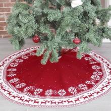Falda de árbol de punto de Navidad, delantal con patrón de alce y copo de nieve, adornos de árbol de Navidad 2024 - compra barato