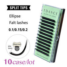 TDANCE 10tray/lot Flat Ellipse Eyelash Extensions split tips ellipse shaped natural light false ellipse eyelashes 2024 - buy cheap