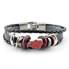 New Fashion Anime   Akatsuki Organization Logo Red Cloud Multilayer Leather Bracelets Jewelry Gift For Women Men Friends 2024 - buy cheap