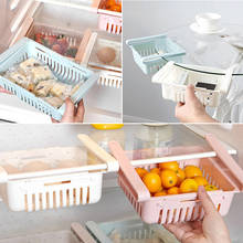 1 pc geladeira ajustável stretchable organizador gaveta cesta geladeira gavetas espaçador fresco camada rack de armazenamento de alimentos caixa 2024 - compre barato