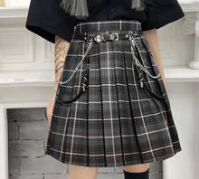 Ruibbit mulheres harajuku gótico preto gry sexy xadrez saia plissada estilo punk cintura alta curto mini saias com corrente de cinto 4xl 2024 - compre barato