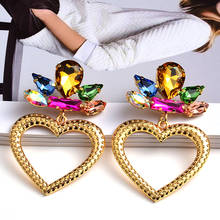 New Design High Grade Colorful Crystal Earrings Jewelry Fashion Metal Loving Heart Rhinestones Accessories for women 2024 - buy cheap