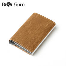 BISI GORO-cartera vaquera Vintage para hombre y mujer, Cartera de mano Anti RFID con tarjetero Pop-up de Metal, 2021 2024 - compra barato