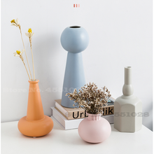Керамическая ваза Morandi в скандинавском стиле, креативная Геометрическая Цветочная композиция, украшение для сухих цветов, Маленькая ваза, украшение для дома 2024 - купить недорого