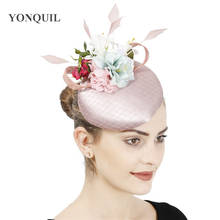 Sombrero de satén de alta calidad para mujer, tocado de flores para boda, elegante, diadema de malla, accesorios para el cabello 2024 - compra barato