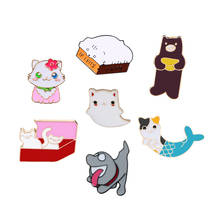 Cartoon Animal Brooches Cute  Cat in box Crazy Dog Bear Enamel Pins Jackets Bag Badge Lapel Pin Gifts for Kids Pet Lovers 2024 - buy cheap