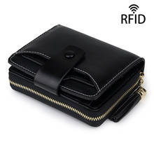 Cartera antimagnética RFID para mujer, billetera moderna de cuero de vaca con cera de aceite Retro europea y americana, corta, de gran capacidad, multifuncional 2024 - compra barato