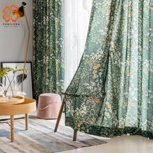 American Retro Floral Printed Curtains for Living Room Pastoral Style Green Drapes for Bedroom Window Treatments Panel Blinds 2024 - buy cheap
