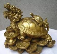 Estatua de tortuga de dragón Fengshui de bronce, trabajo hecho a mano, chino de la suerte 2024 - compra barato