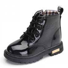 Novo 2020 meninas botas de couro meninos sapatos outono inverno couro do plutônio crianças botas moda criança crianças botas de inverno quente botas 2024 - compre barato