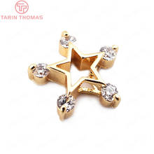 (33691)6PCS 13*13MM 24K Gold Color Brass with Zircon Star Charms Pendants High Quality Diy Jewelry Findings Accessories 2024 - buy cheap