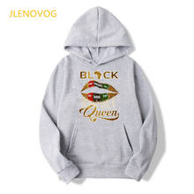 Preto de ouro rainha sexy lábio impressão meninas magia sweatshirts feminino preto vidas matéria gráfico oversized moletom com capuz grosso camisola 2024 - compre barato