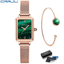 CRRJU-Reloj de pulsera de cuarzo resistente al agua para mujer, cronógrafo de movimiento japonés, de lujo, elegante, con esfera verde, nuevo, 2021 2024 - compra barato