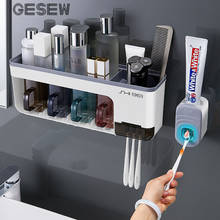 GESEW Integrated Toothbrush Holder Punch-Free Bathroom Storage Super Load-Bearing Toothpaste Dispenser Home Bathroom Accessories 2024 - buy cheap