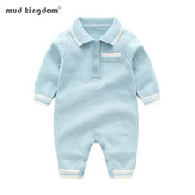 Mudkingdom bebê meninos meninas camisola macacão outono manga longa lapela algodão de malha infantil macacão roupas do bebê 2024 - compre barato