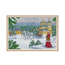 Waiting in the snow cross stitch kit aida 14ct 11ct count print canvas cross stitches   needlework embroidery DIY handmade 2024 - buy cheap