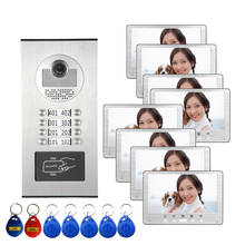 SmartYIBA 7" Video Door Phone 4 to 8 Monitors For Apartment Families Doorbell Intercom Kits RFID 1080p IR Camera Doorphone 2024 - buy cheap