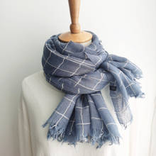 Новинка 2021, полосатый однотонный длинный теплый весенний клетчатый шарф, зимняя модная Муфельная шаль в японском стиле, бандана 2024 - купить недорого