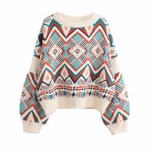 2021 Women's Printing Sweater Spring Solid Color Long Sleeve Knitted Sweaters Lady Casual Europe and America Pullovers Clothing 2024 - buy cheap