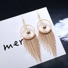 Earrings Jewelry Big Fashion Gold Silver Long Metal Tassel Drop Earrings Geometrical Statement Earrings for Women 2020 Oorbellen 2024 - buy cheap