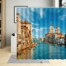 European Shower Curtain Venice Ltaly Water City Grand Canal Print For Home Decor Waterproof Fabric Bathroom Curtains With Hooks 2024 - buy cheap