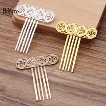 BoYuTe (10 Pieces/Lot) 47*55MM Metal Brass Filigree Flower Hair Comb 5 Teeth Diy Retro Hair Jewelry Accessories 2024 - buy cheap