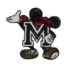 New Arrival Cartoon Sequined Patches for Clothes DIY Sewing Decoration Appliques Sequins M Mouse Patches 2024 - buy cheap