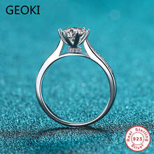 Geoki Passed Diamond Test  Round Perfect Cut 1 Ct D Color VSS1 Moissanite Ring Women 925 Sterling Silver 6 Prongs Diamond Ring 2024 - buy cheap