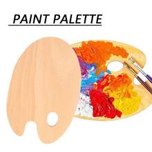 Wood Painting Palette Smooth Tray Palette Art Supplies With Artist Oil Acrylic Flat Paint Hole Thumb palette Watercolor Ova J0A3 2024 - buy cheap