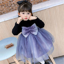 Keelorn Girls Princess Dresses 2022 New Spring Korean Toddler Girls Mesh Vestidos Long Sleeve Children Bow Costumes 1-6T 2024 - buy cheap