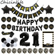 Chicinlife 21st Birthday Party Balloons Sash Banner Photo Booth Props Frame Disposable Tableware Adult 30 Year Birthday Supplies 2024 - buy cheap