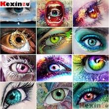 Алмазная живопись kexinzu, квадратная вышивка, разноцветный женский глаз, 5D "сделай сам", мозаика, подарок, вышивка крестиком, украшение для дома 2024 - купить недорого